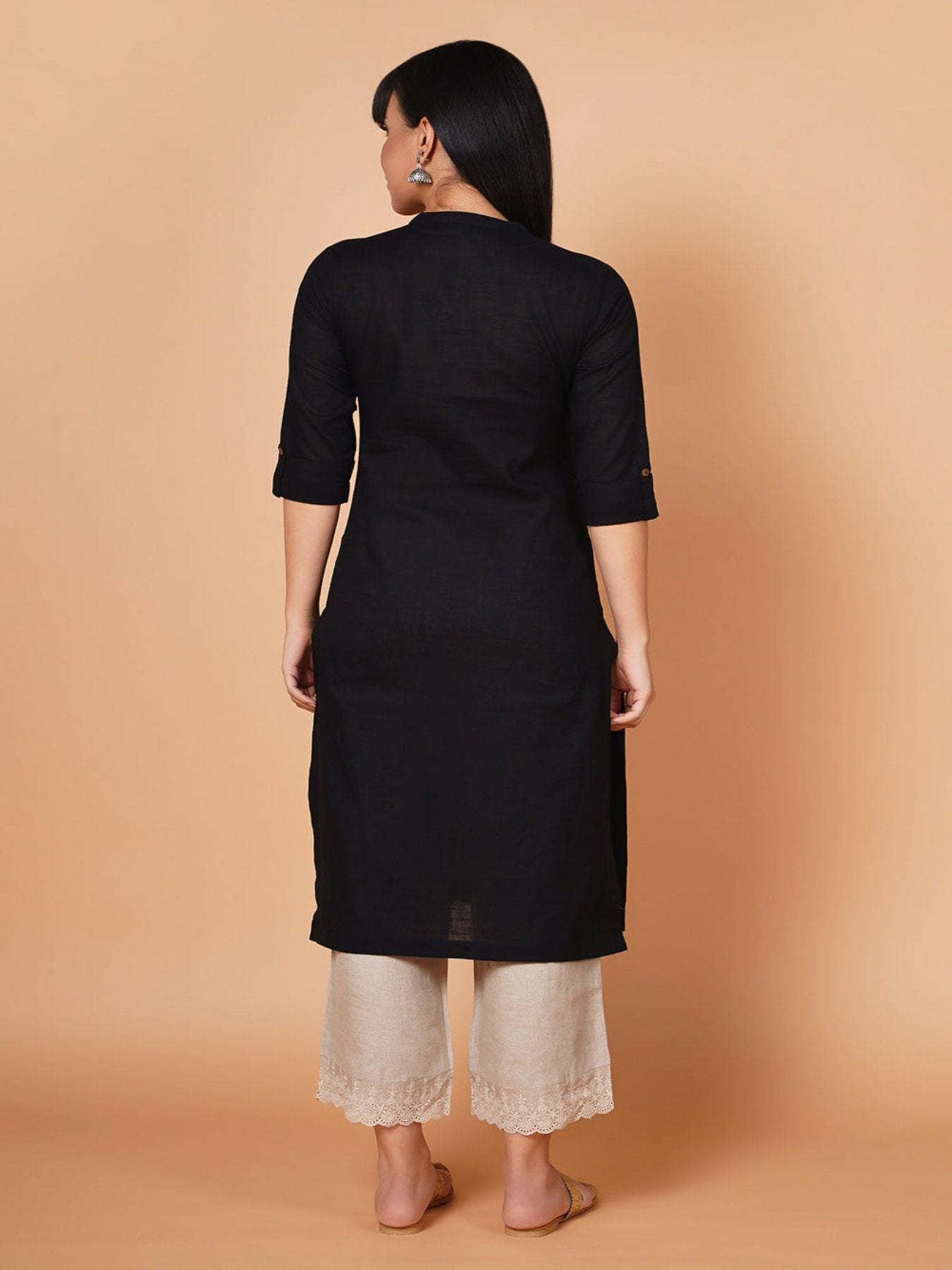 Black Yoke Embroidered Kurta