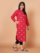 Lovely-Pink Embroidered Round Hem Kurta+