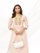 Baby Pink Yoke Embroidered Kurta+