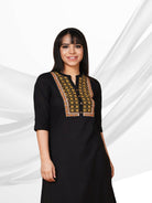 Black Yoke Embroidered Kurta