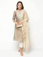 Champagne Embroidered Kurta Set