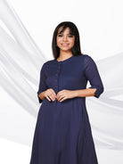 Barara Navy Blue Solid Aline Kurta+