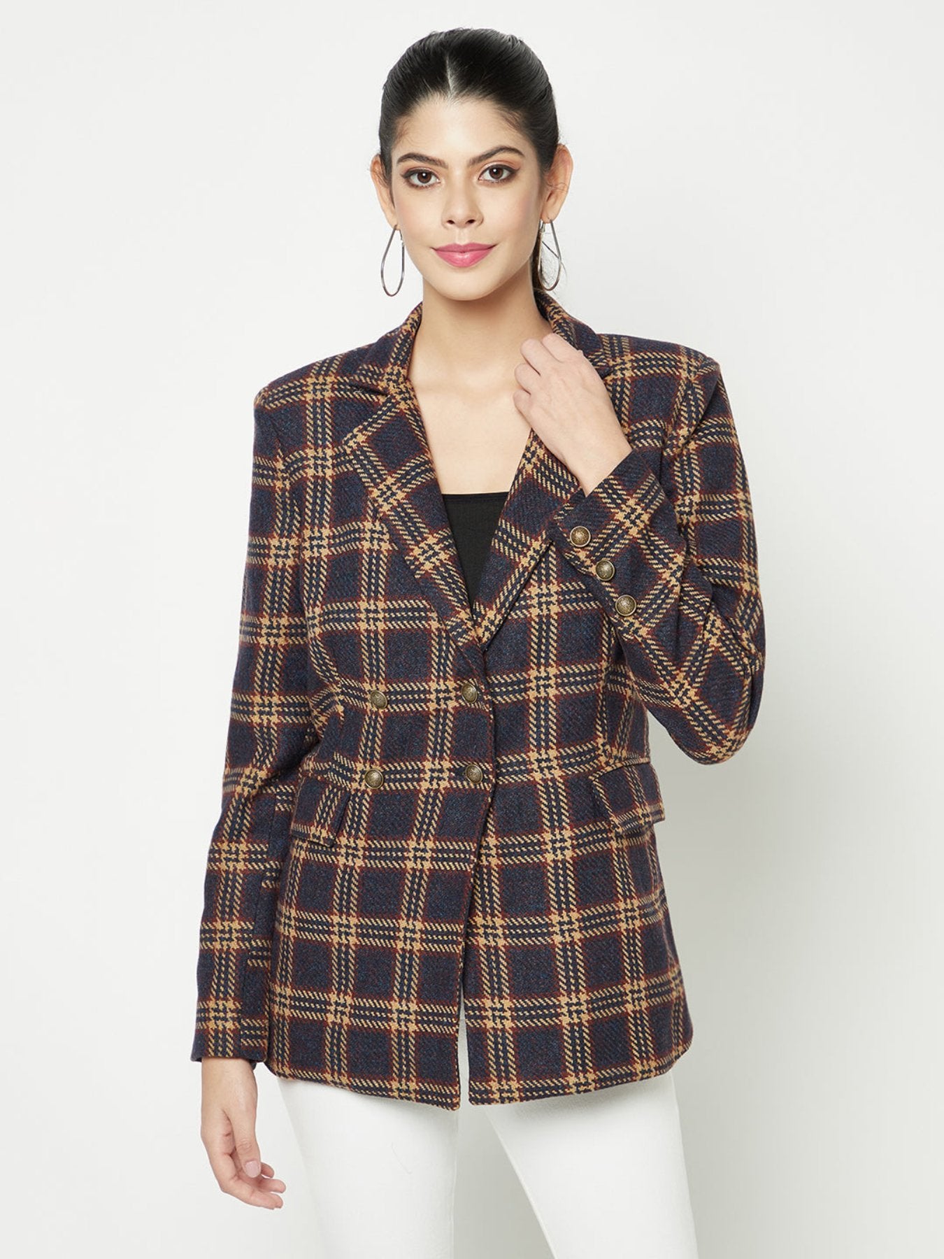 Mustard Crossing Bold Check Blazer