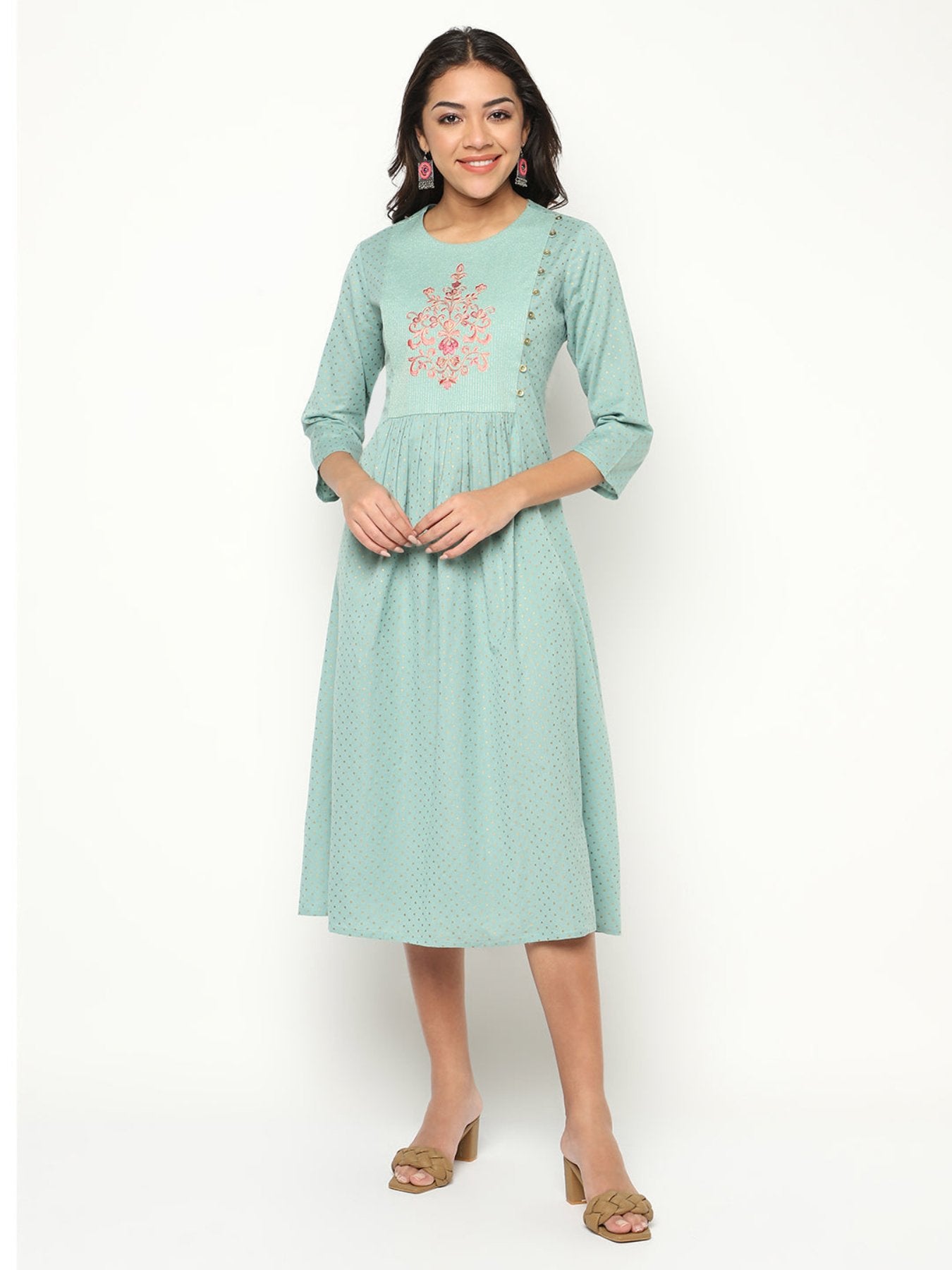 Minty Emb Dress