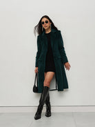 Emerald Green Velvet Trench Coat