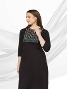 Black Kurta with Yoke Embroidery Work