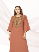 Rust Embroidered Kurta