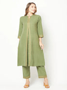 Green Embroidered Kurta Set