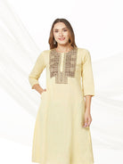 Yellow Embroidered Straight Kurta