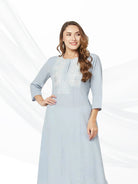 Light Blue Embroidered Straight Kurta