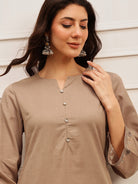 Taupe Embroidered Kurta