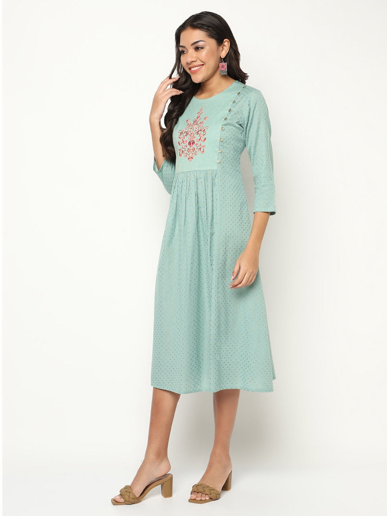 Minty Emb Dress