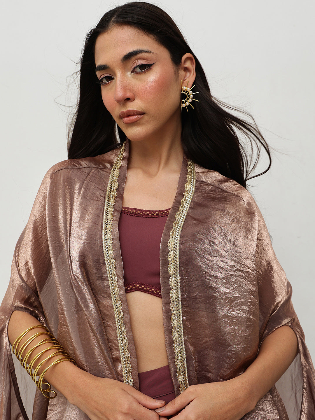 Metallic Co-ord Set With Lux Dupatta