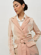 Peach Metallic Belted Blazer