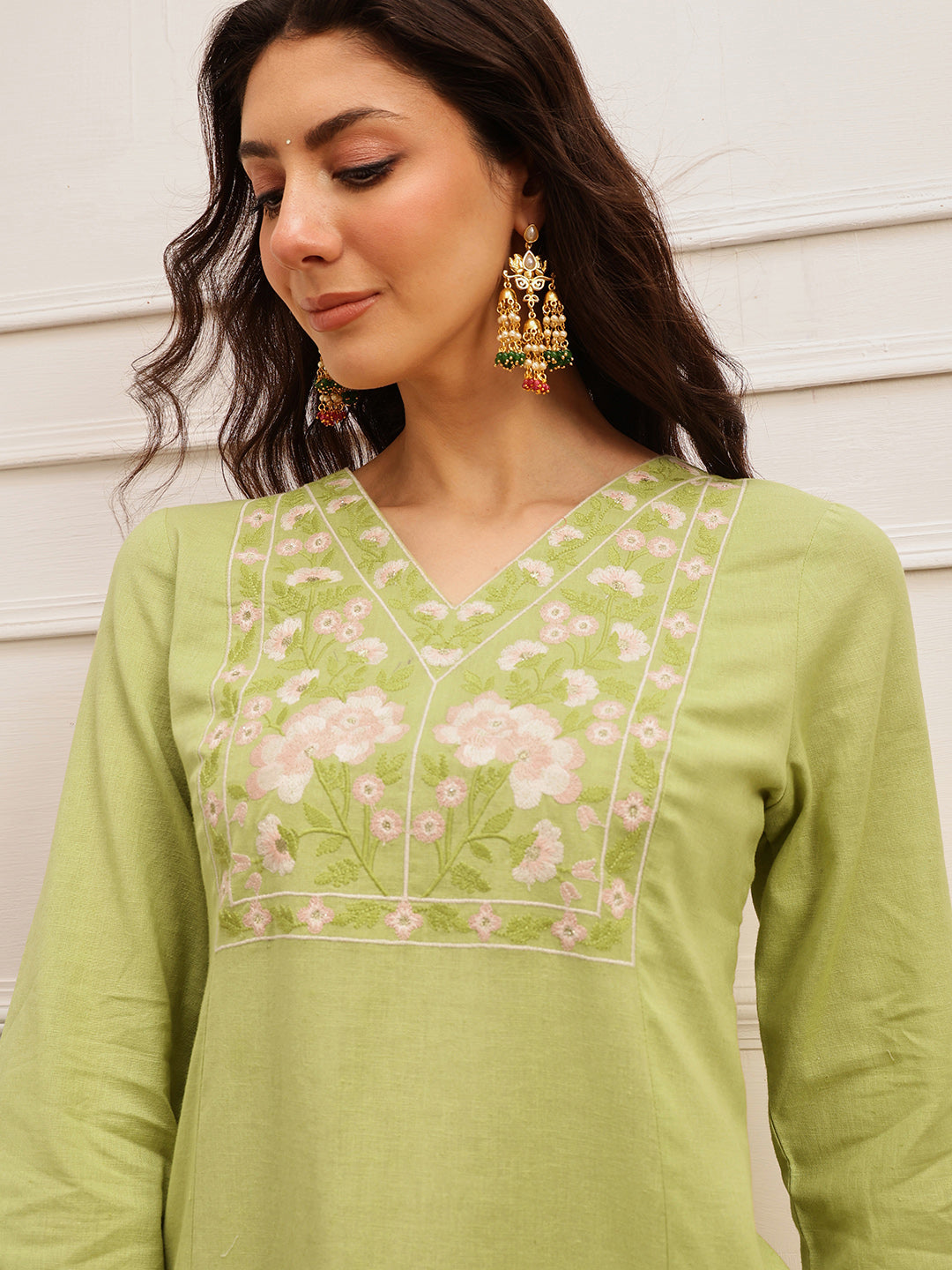 Pastel Green Embroidered Kurta