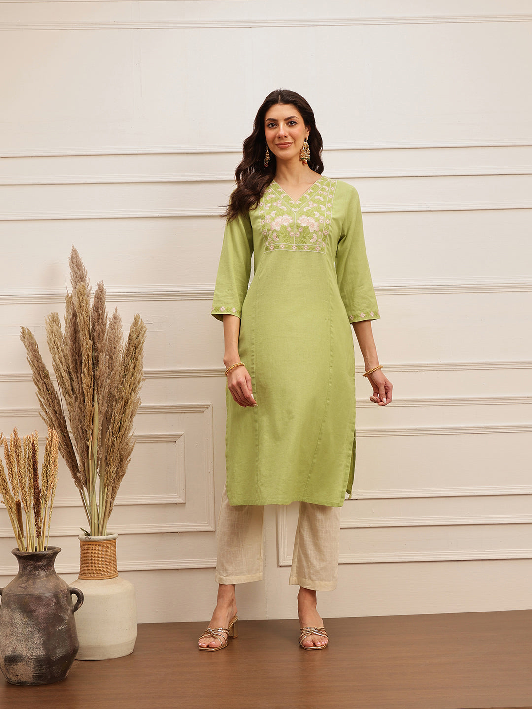 Pastel Green Embroidered Kurta