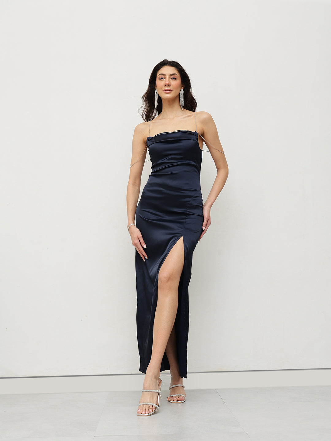 Midnight Satin Slip Dress