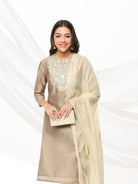 Champagne Embroidered Kurta Set