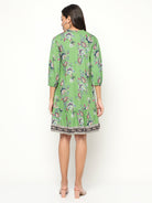 Green Printed Flared Dress