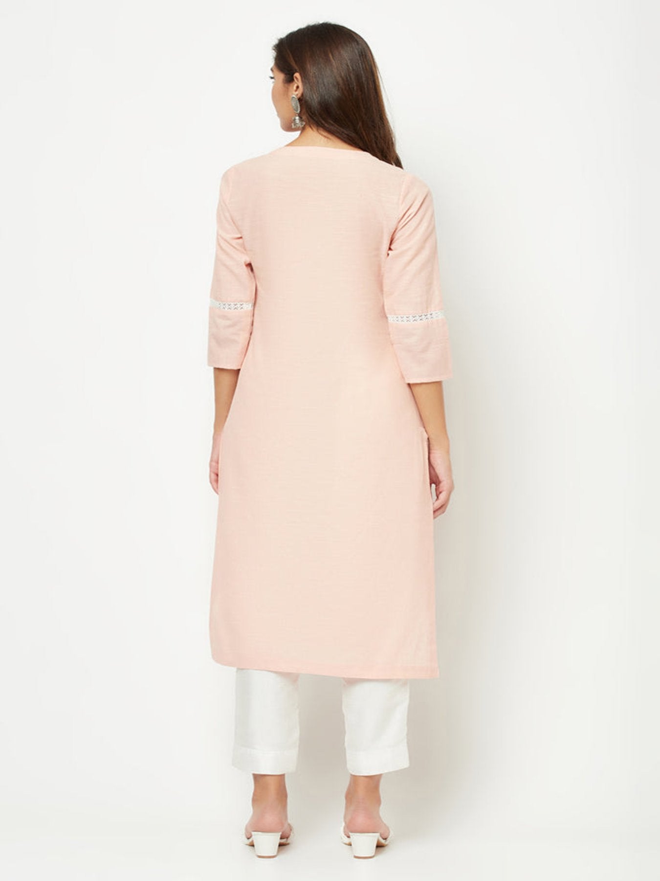 Baby Pink Yoke Embroidered Kurta