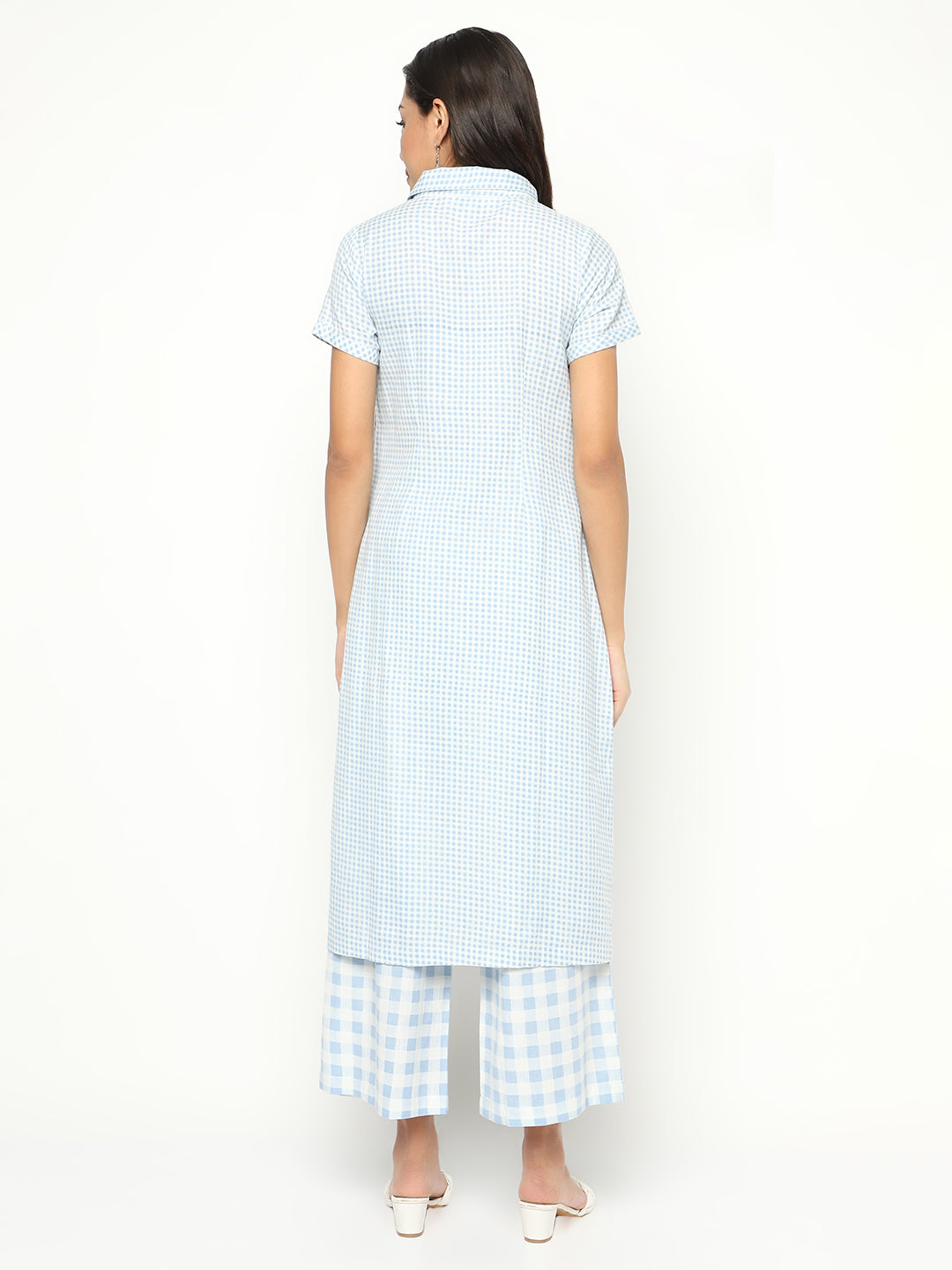 Azure Checkered Dress