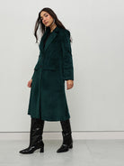 Emerald Green Velvet Trench Coat