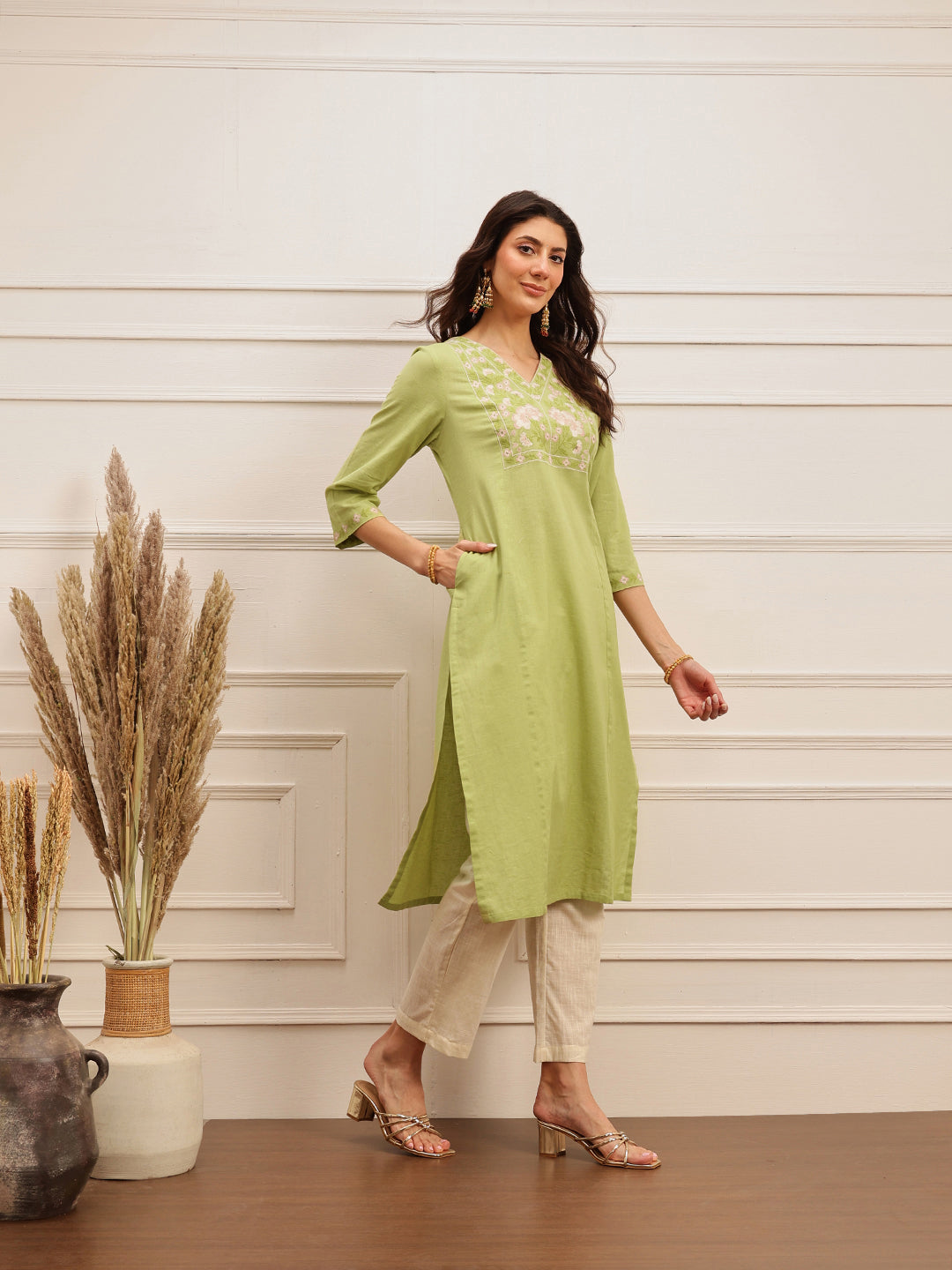 Pastel Green Embroidered Kurta