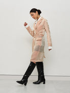 Peach Metallic Belted Blazer