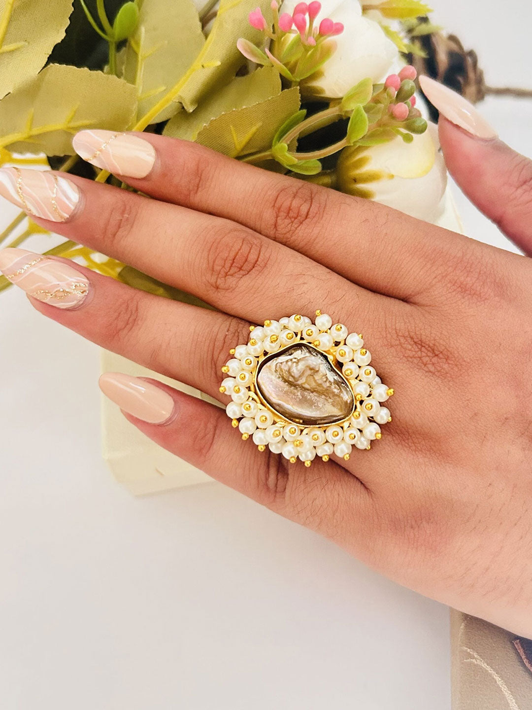 Royal Pearl Elegance Statement Ring