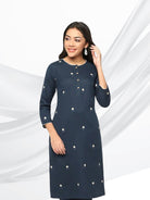 Blue Embroidered Kurta Set