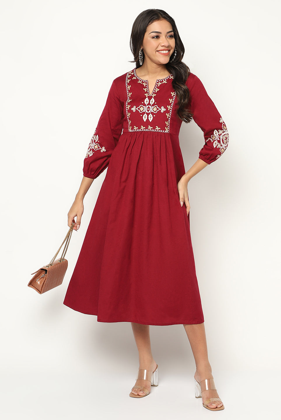 Majesty Embroidered Flared Dress