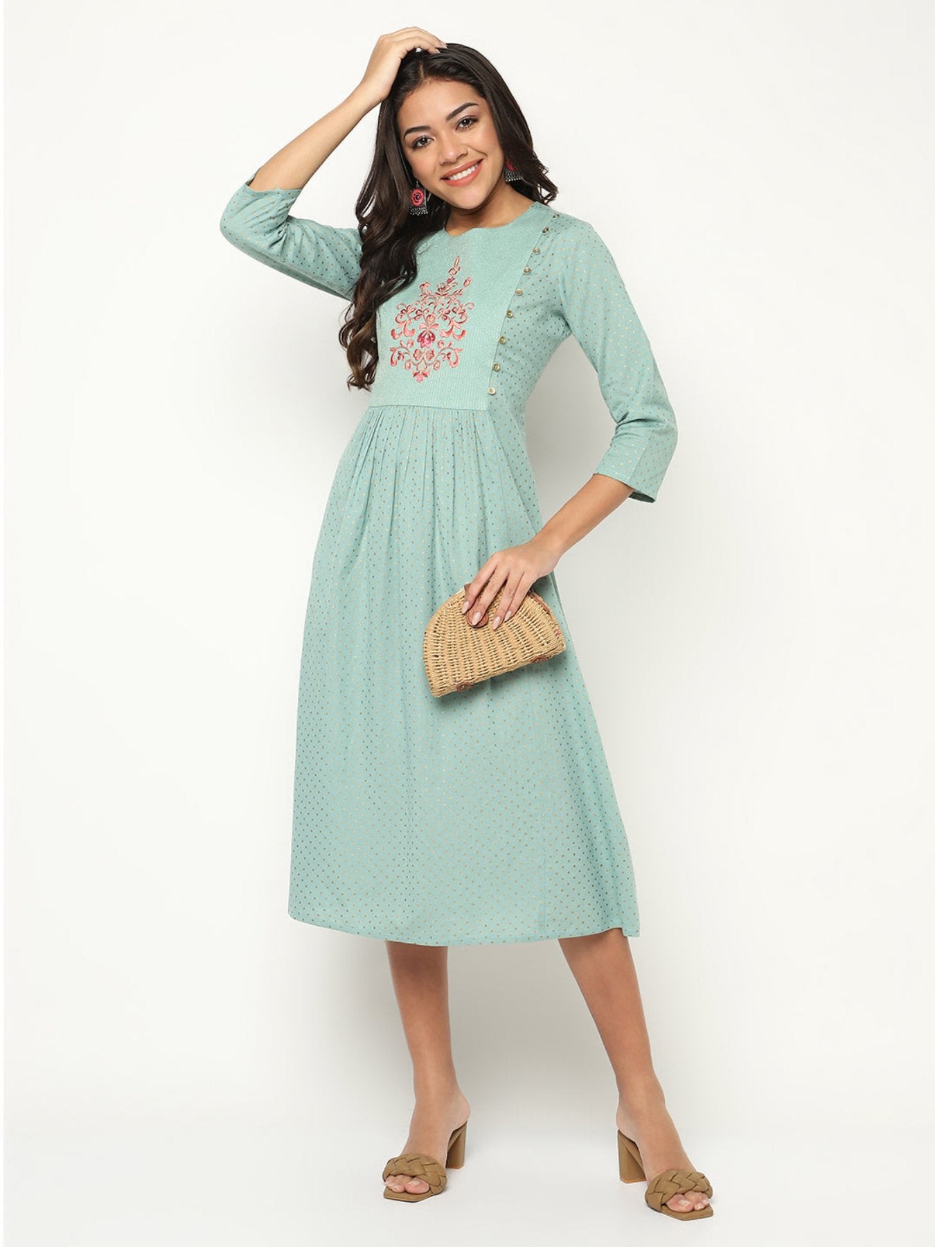 Minty Emb Dress