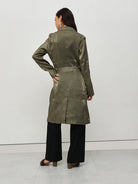 Olive Satin Belted Blazer