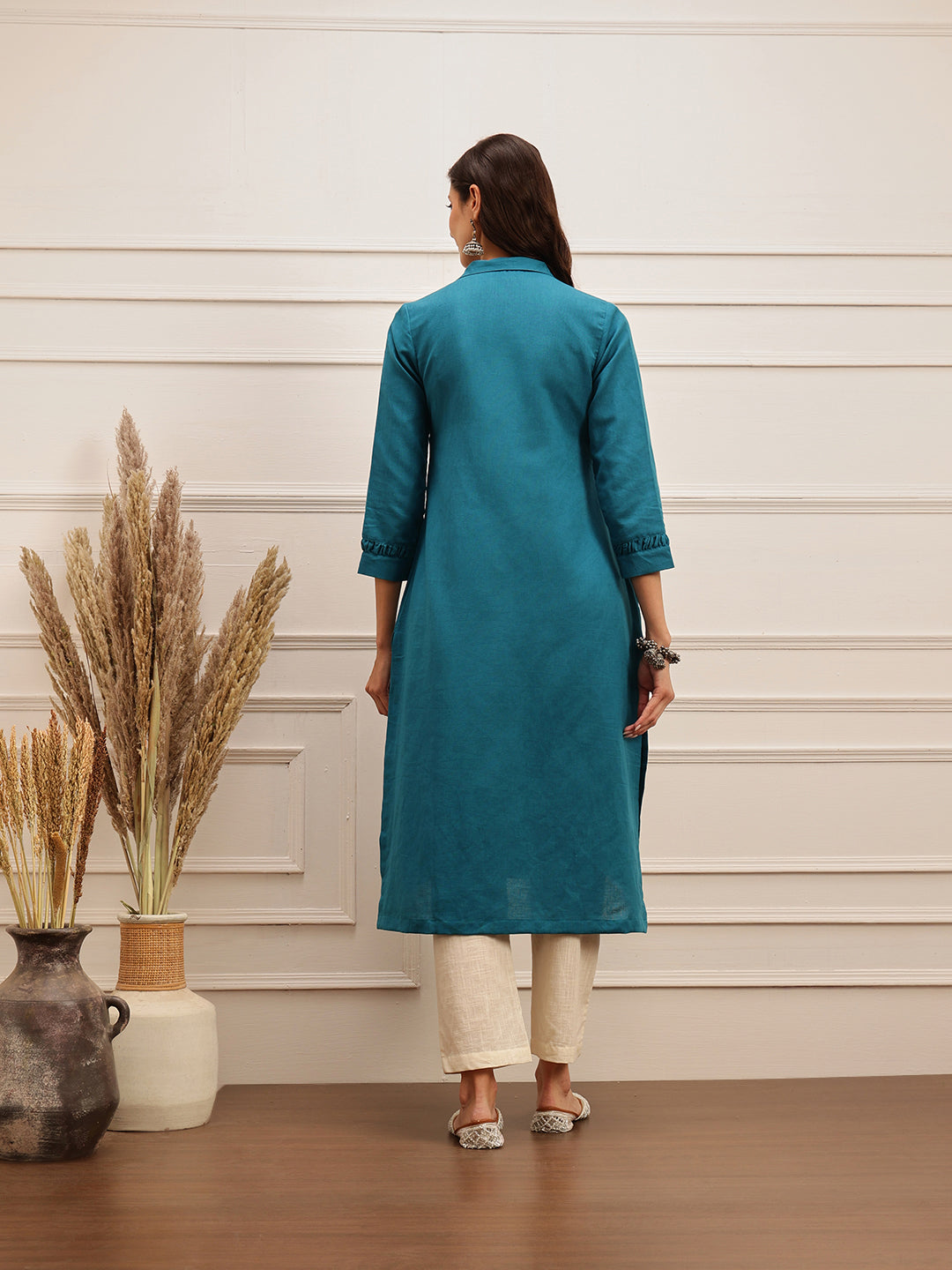 Floral Dori Linen Kurta