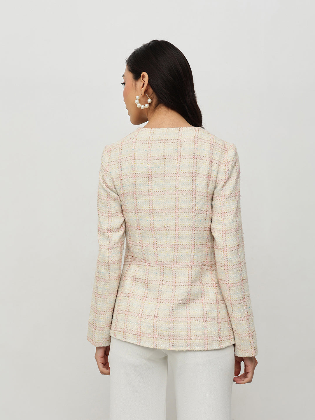 Pastel Checkered Tweed Jacket