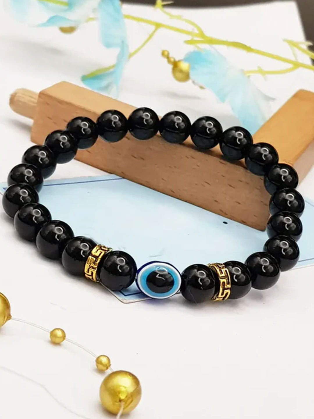 Black Onyx Evil Eye Beaded Bracelet