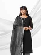 Black Schiffli Kurta Set With Dupatta