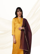 Honey Pleated Kurta Set With Dupatta