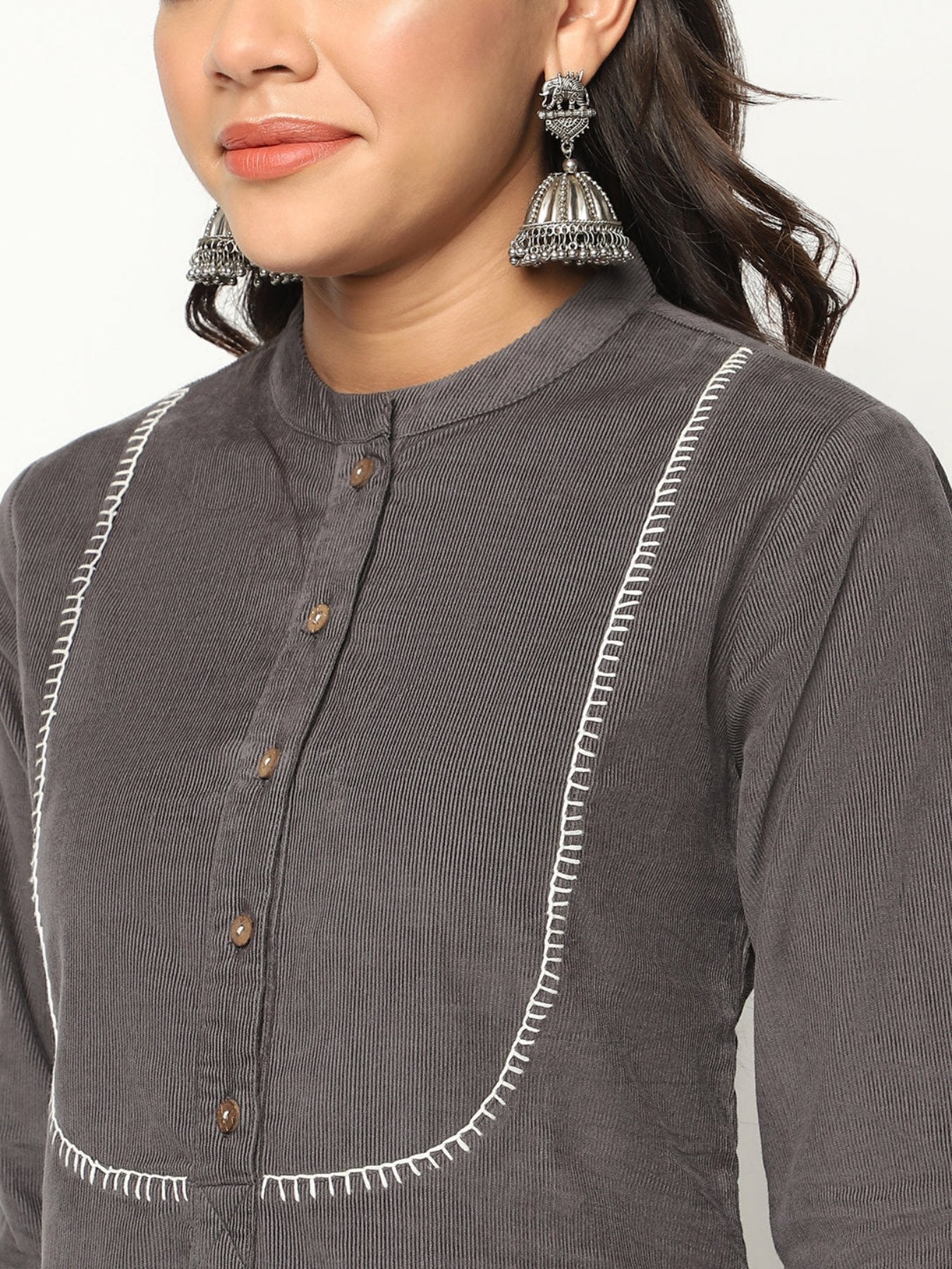 Charcoal Corduroy kurta Set