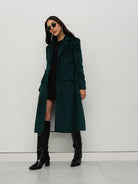 Emerald Green Velvet Trench Coat