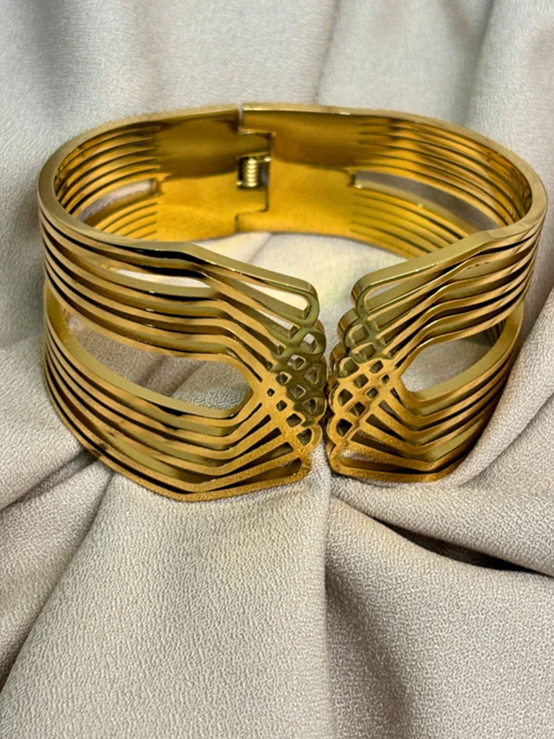 Golden Luxe Geometric Cuff Bracelet