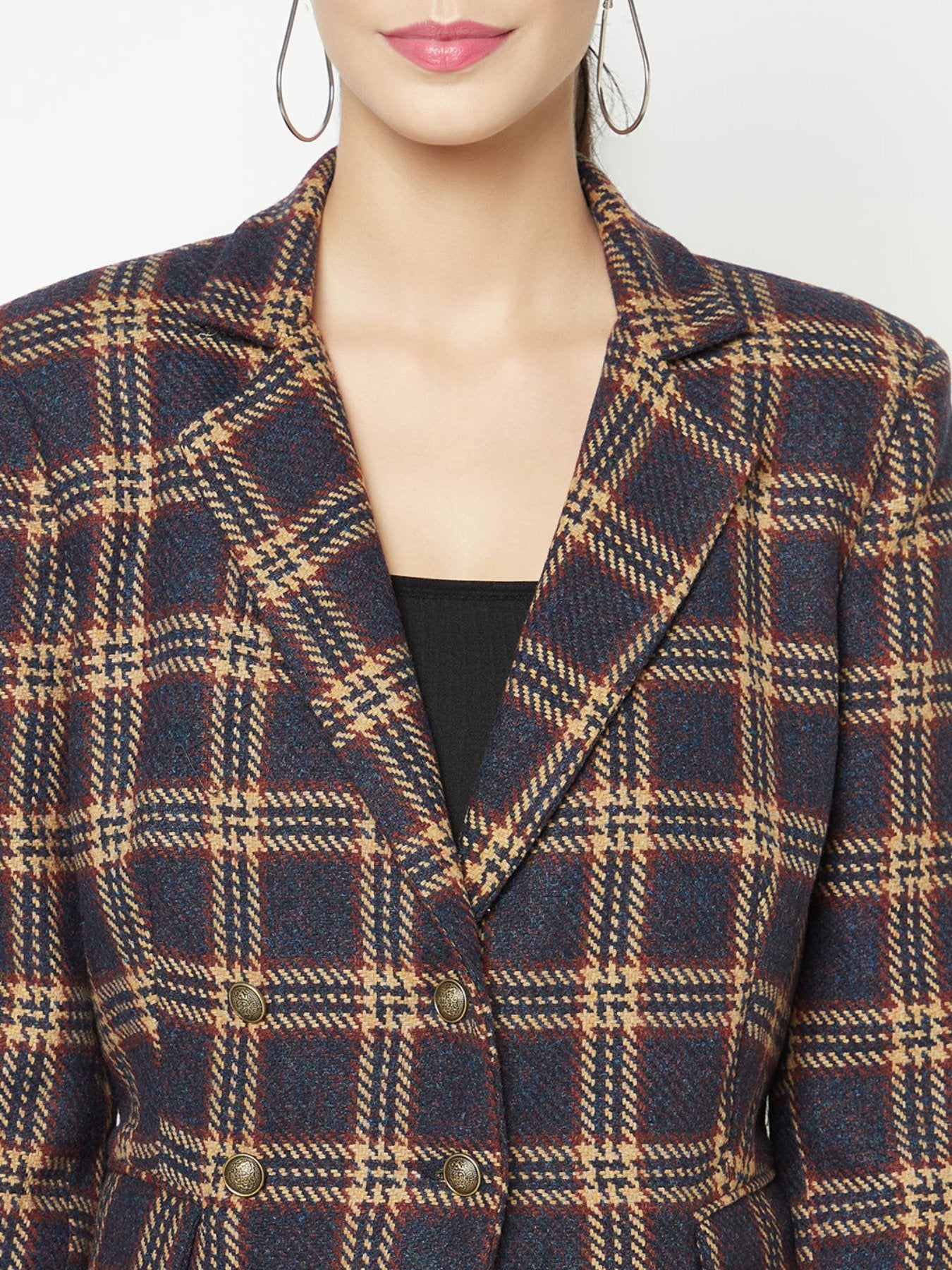 Mustard Crossing Bold Check Blazer