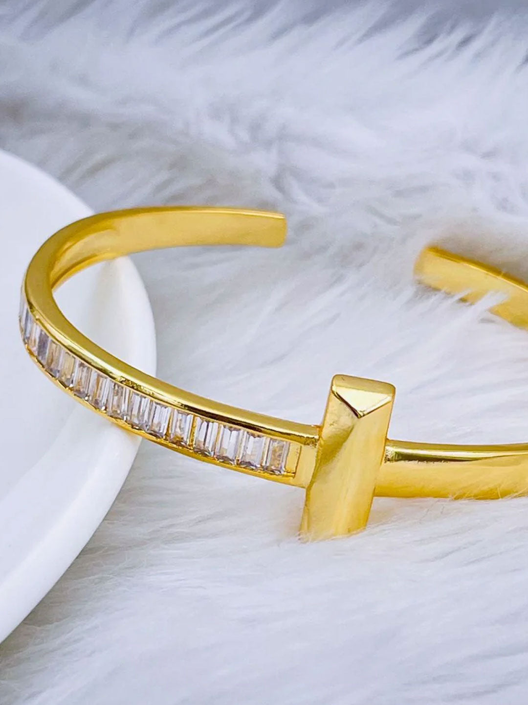 Luxe Gold Baguette Cuff Bracelet