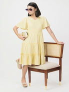 Flounce Midi Summer Dress Yellow