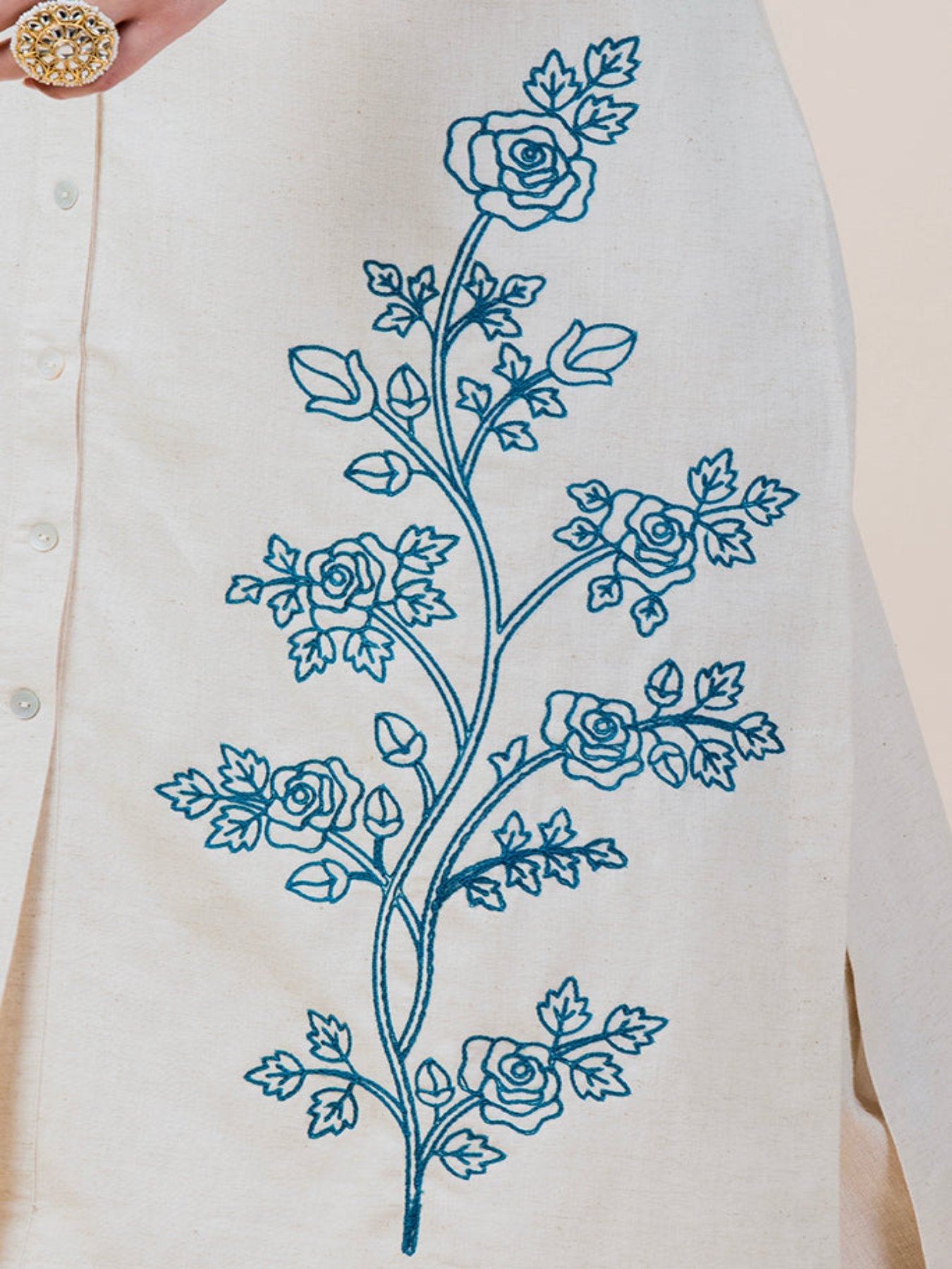 Floral Dori Linen Kurta