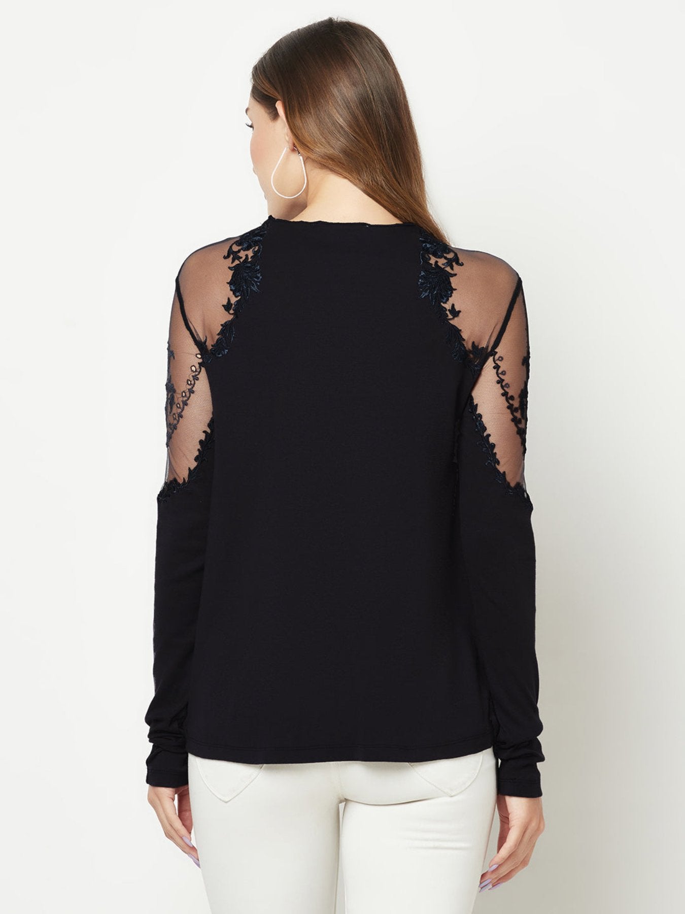 Power Black Embroidered Top