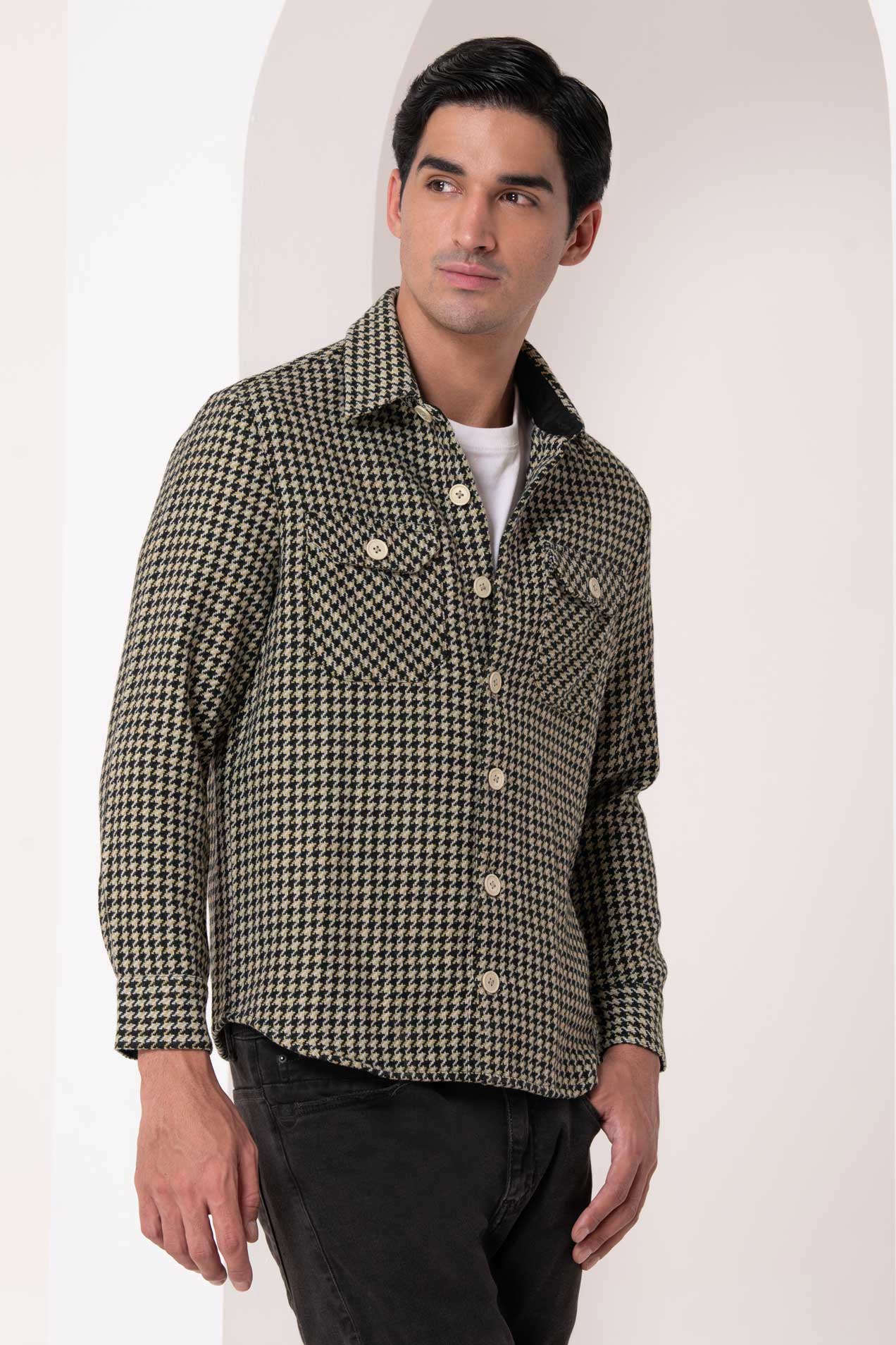 Classic Houndstooth Wool Shirt