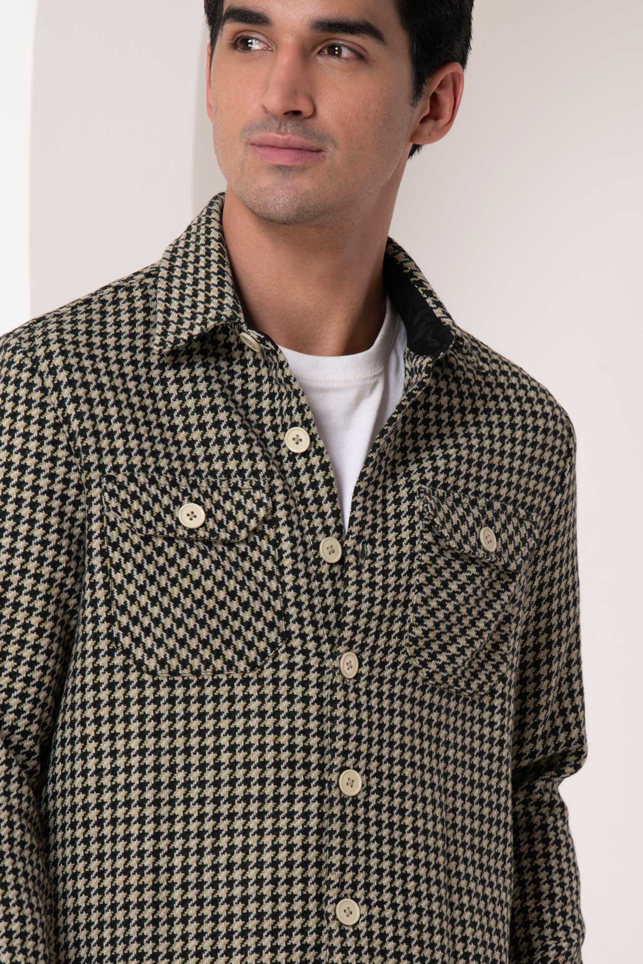 Classic Houndstooth Wool Shirt