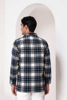 Navy & White Plaid Shirt