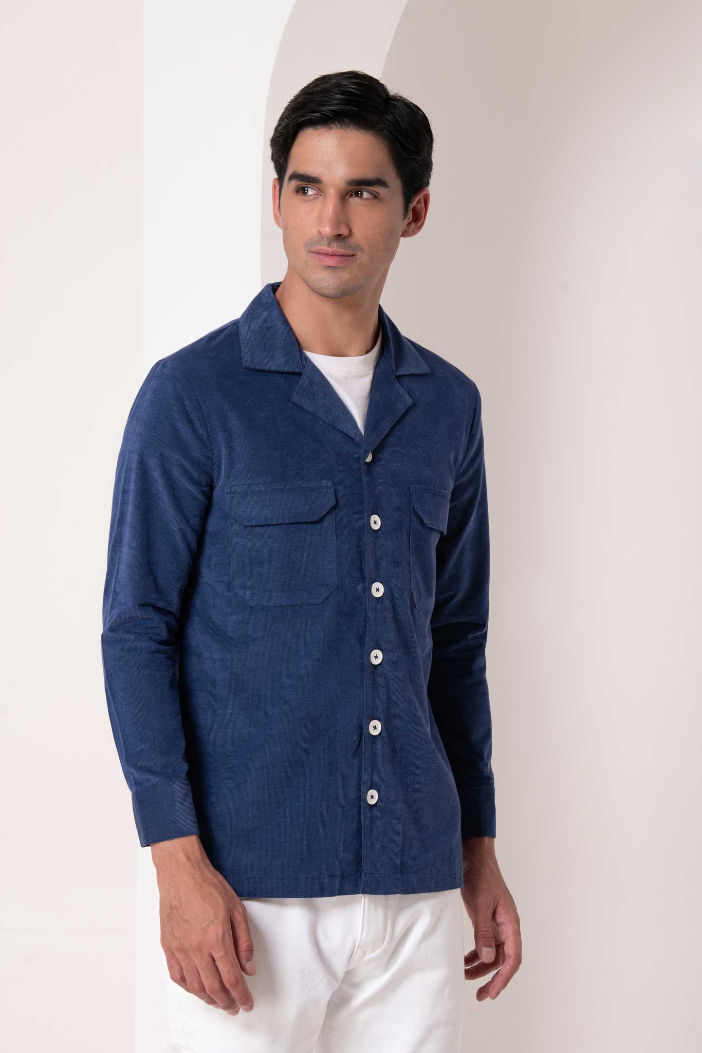 Navy Blue Corduroy Shirt